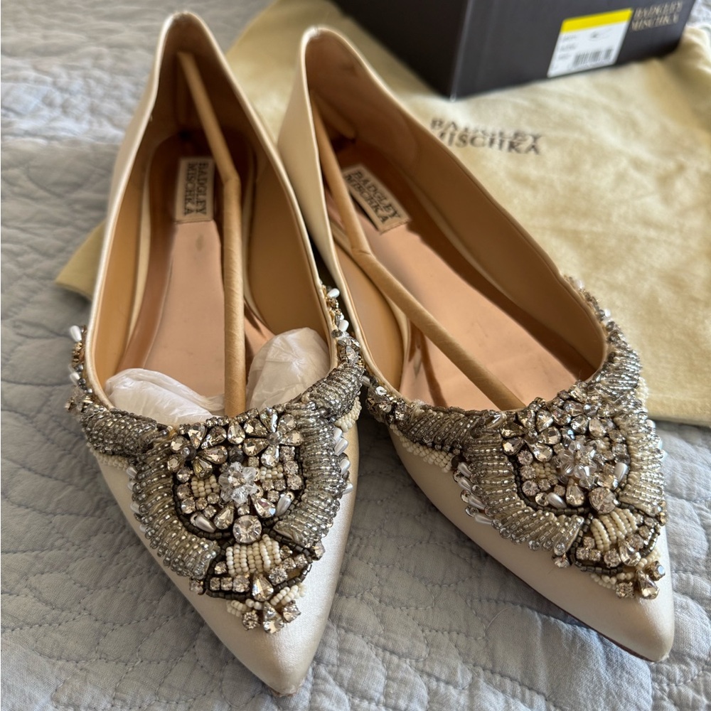 Badgley Mischka Embellished pointed toe flats